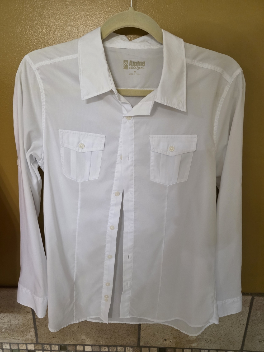 Alpine Design White Long-Sleeve Button Shirt with Chest Pockets